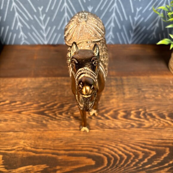 Vintage Solid Cast Metal Camel Figurine Copper Bromze Finish Camel Sculpture - Picture 7 of 17